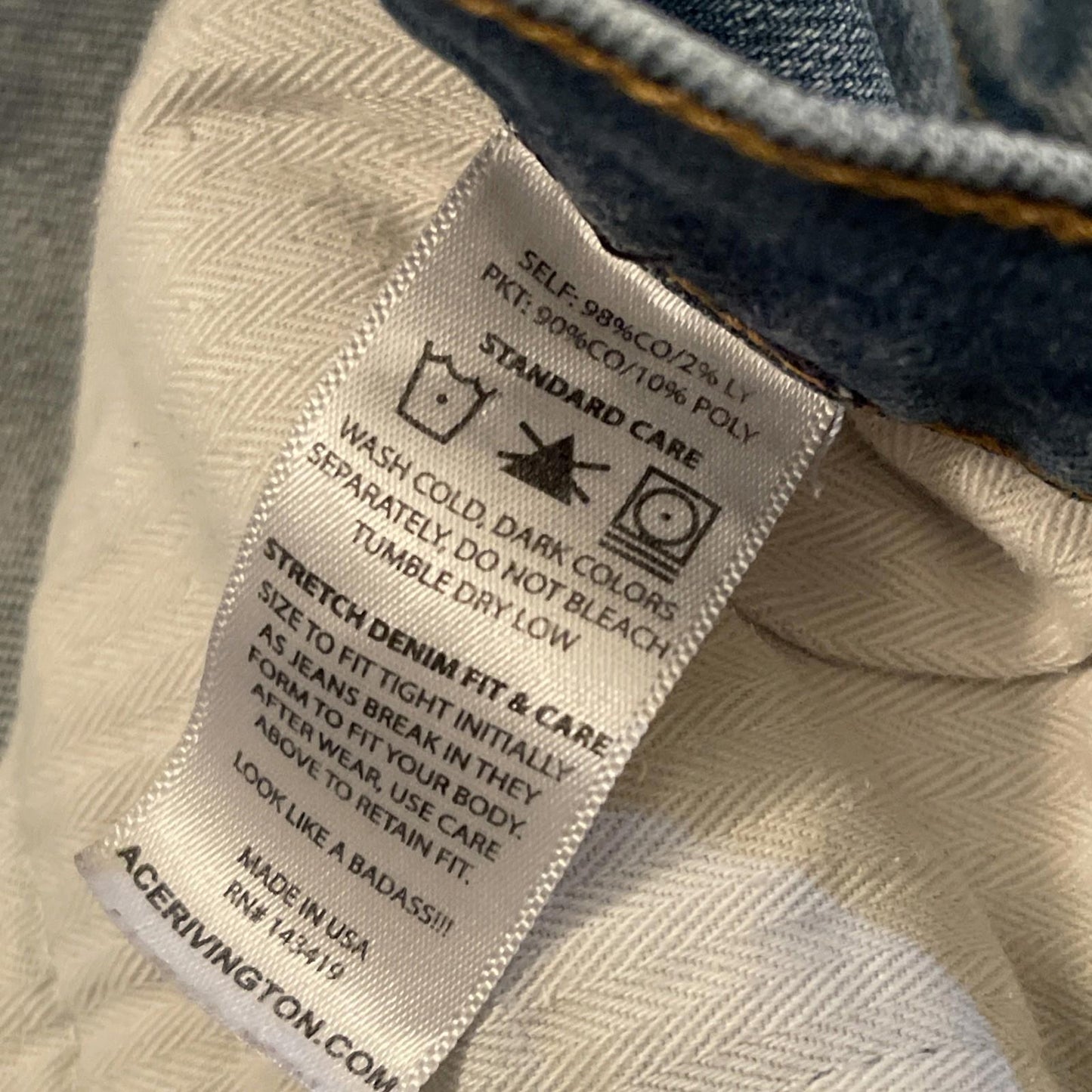 Ace Rivington Mens Candiani Denim Blue Jeans Size 30x34 Athletic Taper